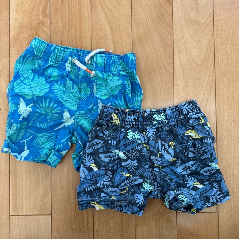 Two Tropical toddler Shorts - 100% cotton- size 12m